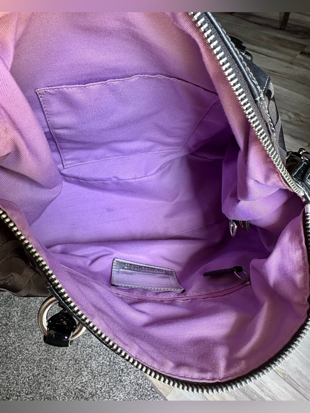 Coach Black Op Art Signature Shoulder Bag Purple Interior Dust Bag - Picture 15 of 16
